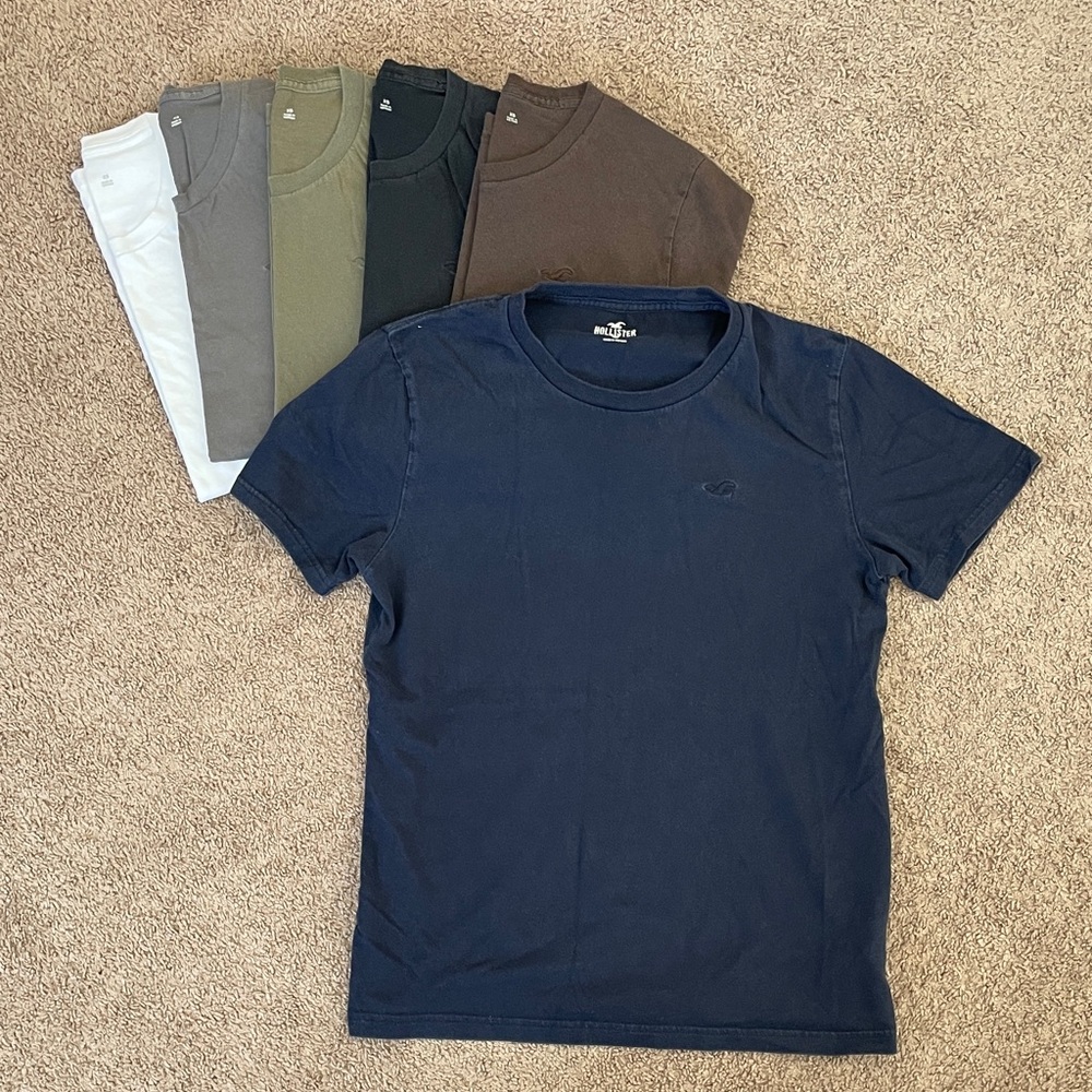 Hollister Short Sleeve Crewneck Tee - Solid Casual Shirt Set of 6